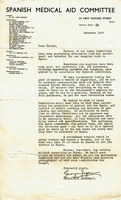 EVT-SPAIN-4-9-2.jpg; EVT/SPAIN/4/9/2; Spanish Civil War: Spanish Medical Aid Committee circular, Nov 1937;