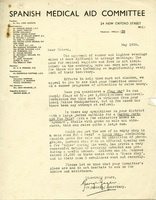 EVT-SPAIN-4-9-7.jpg; EVT/SPAIN/4/9/7; Spanish Civil War: Spanish Medical Aid Committee circular, May 1938;